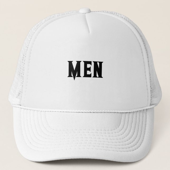 Gorra De Camionero Hombres personalizados Nombre de texto Blanco y bl (Anverso)