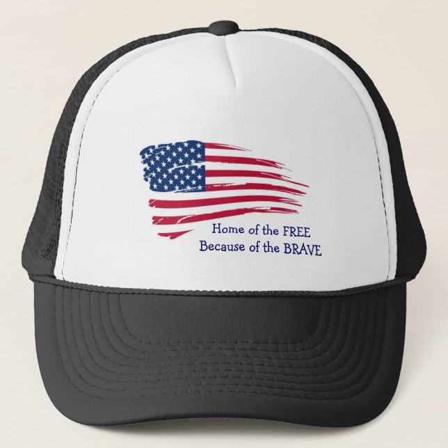 Gorra De Camionero Home of the Free Wavy Flag (Anverso)