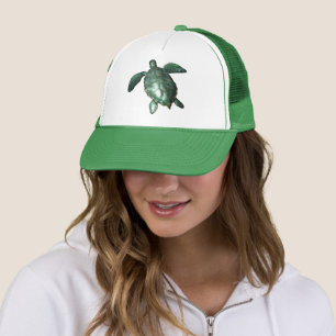 Gorra De Camionero Honu - tortuga de mar verde