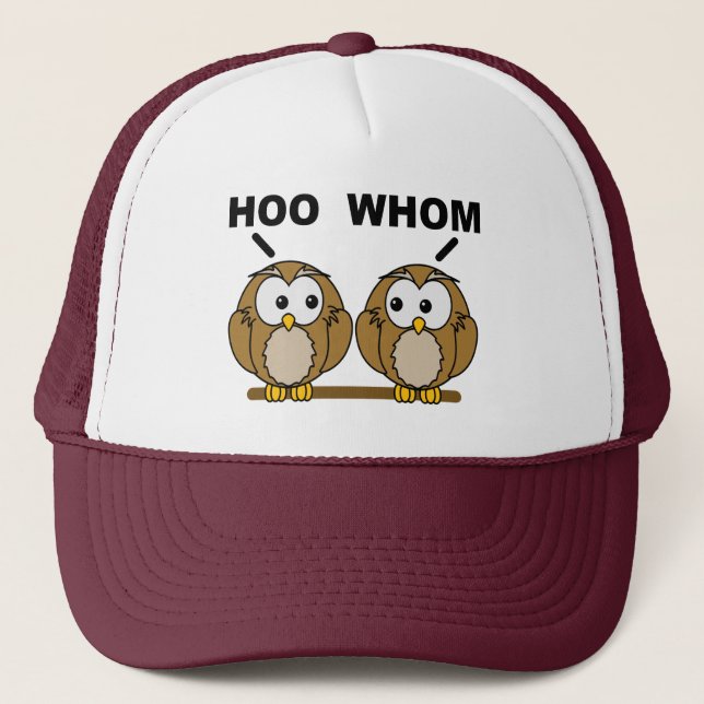 Gorra de camionero Hoo Whom Grammar Owls Funny (Anverso)