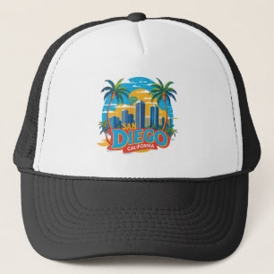Gorra De Camionero Horizonte de San Diego California–Arte de Paisaje 