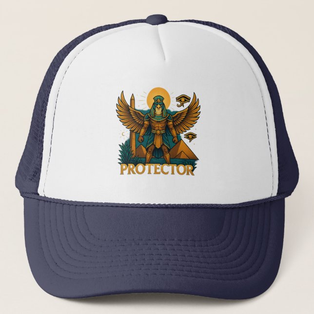 Gorra De Camionero Horus el Protector – Halcón Egipcio Antiguo Audaz (Anverso)