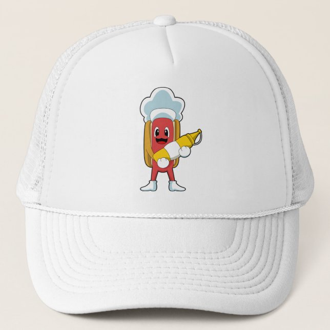 Gorra De Camionero Hotdog con Mustard (Anverso)