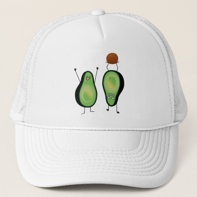 Gorra De Camionero Hoyo verde divertido del handstand del aguacate (Anverso)