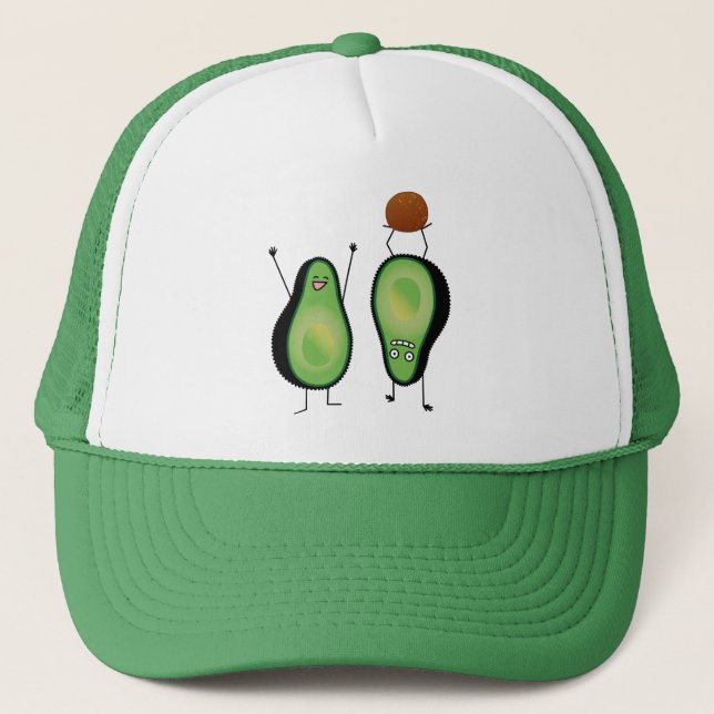 Gorra De Camionero Hoyo verde divertido del handstand del aguacate (Anverso)