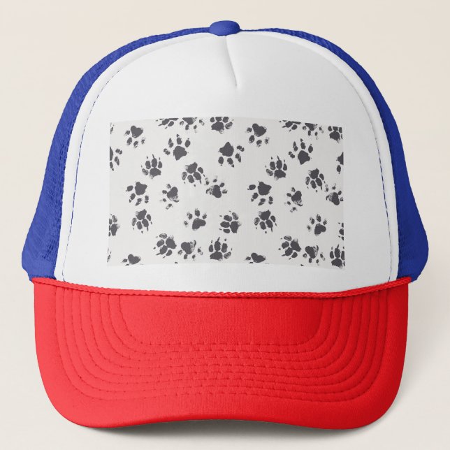 Gorra De Camionero Huellas de trazo: Perro Monocromo sin soldadura. (Anverso)