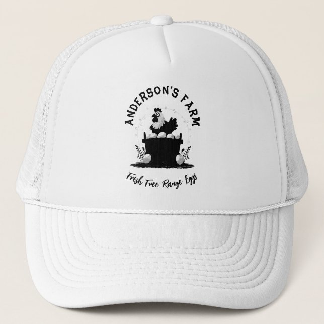 Gorra De Camionero Huevo de granja familiar rústica Personalizado de  (Anverso)