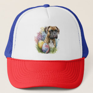 Gorra De Camionero Huevo de Pascua de Boxer, Feliz Boxer de Pascua