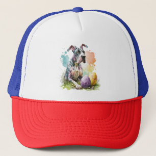 Gorra De Camionero Huevo de Pascua de Perro Grandioso de Danés, Feliz