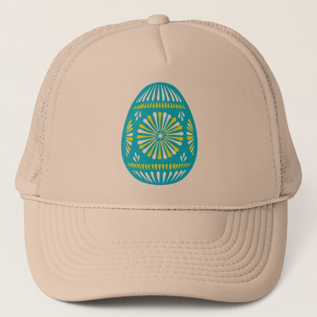 Gorra De Camionero Huevo de Pascua decorado en azul polvo (Anverso)