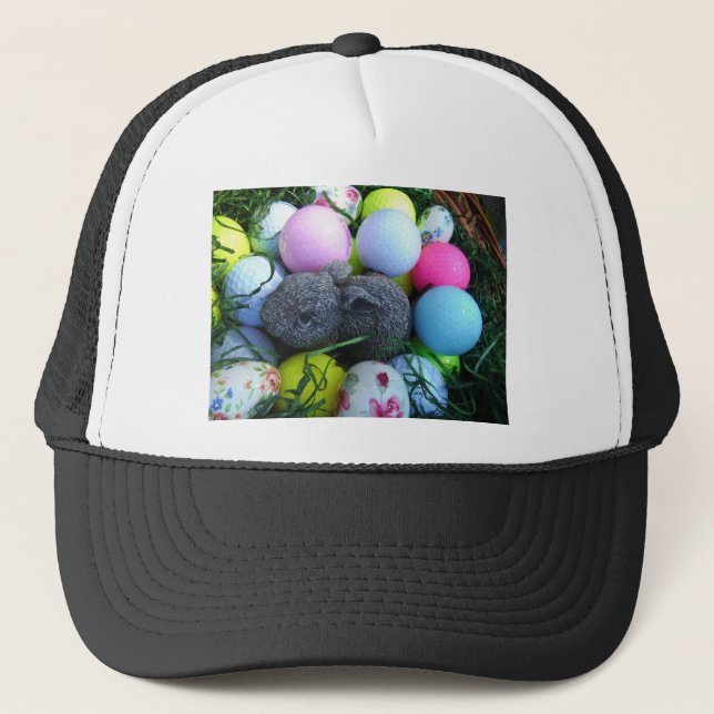 Gorra De Camionero Huevos de Pascua, bolas de golf de conejo (Anverso)
