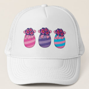 Gorra De Camionero Huevos de Pascua con flores y cinta de opciones