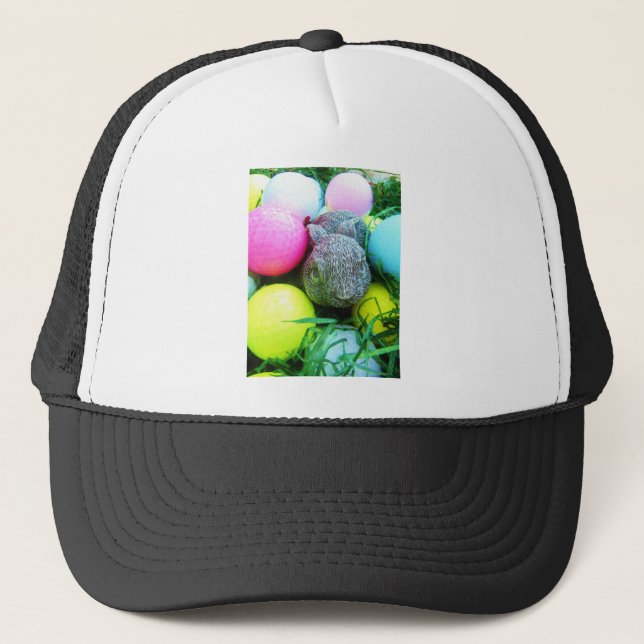 Gorra De Camionero Huevos de Pascua, Conejo, Bolas de Golf (Anverso)