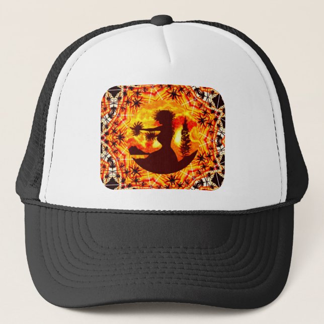 Gorra De Camionero Hula Palms de Hawaii Sunset (Anverso)
