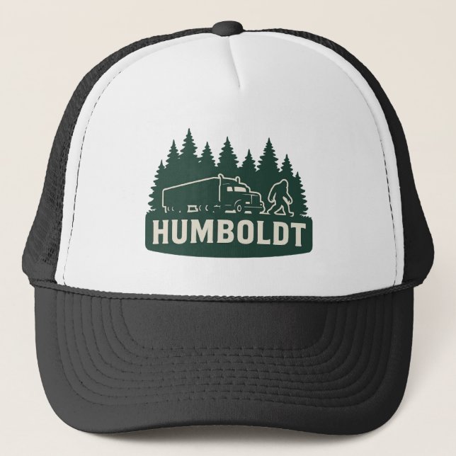 Gorra De Camionero Humboldt Bigfoot Semi-Truck & Forest Silhouette  (Anverso)