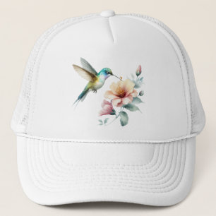 Gorra De Camionero Hummingbird Armonía con Hibiscus Elegante