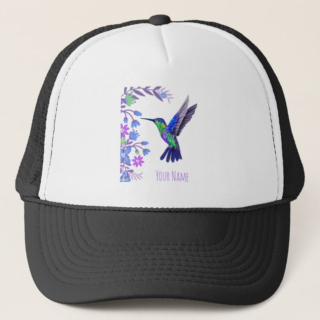 Gorra De Camionero Hummingbird Diseño Flores Botánicas Aves Amantes (Anverso)