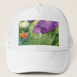 Gorra De Camionero Hummingbird Hawk Moth y Lilacs
