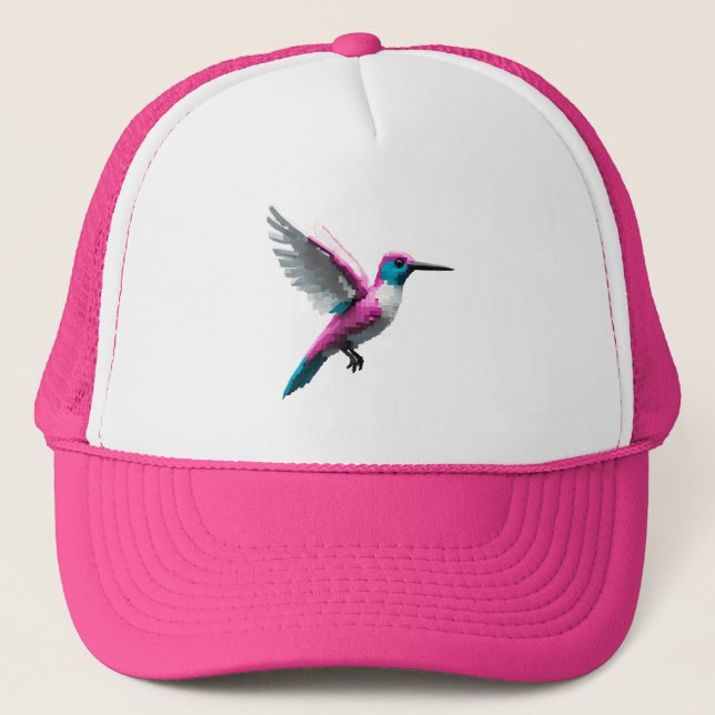 Gorra De Camionero Hummingbird rosa con guijarros (Anverso)