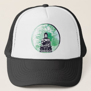 Gorra De Camionero Humo de la esmeralda de la onda de Buda del tifón