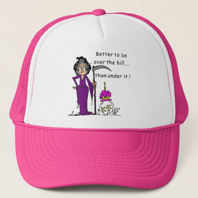 Gorra De Camionero Humor de cumpleaños de Grim Reaper (Anverso)