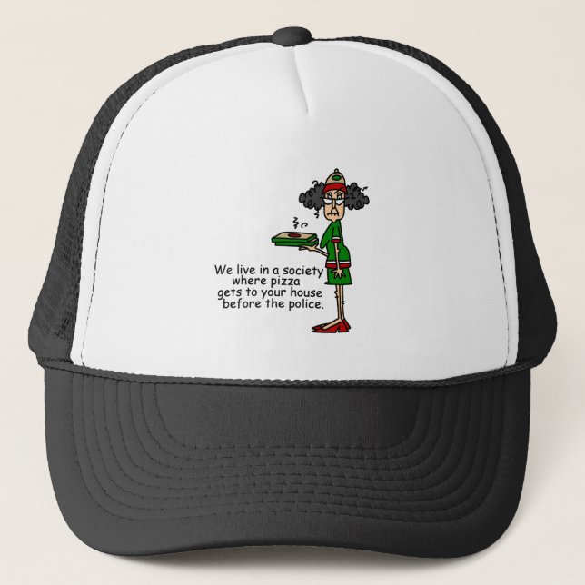 Gorra De Camionero Humor de entrega de pizza (Anverso)