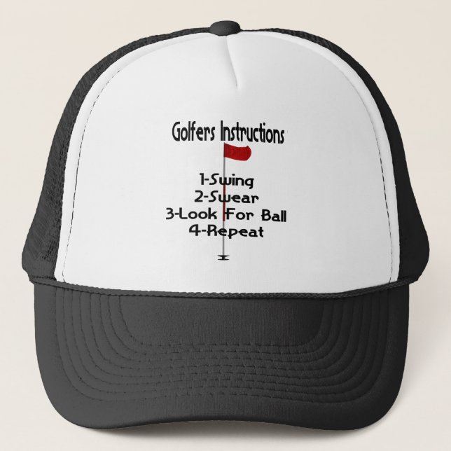 Gorra De Camionero Humor de instrucciones de Golfers (Anverso)