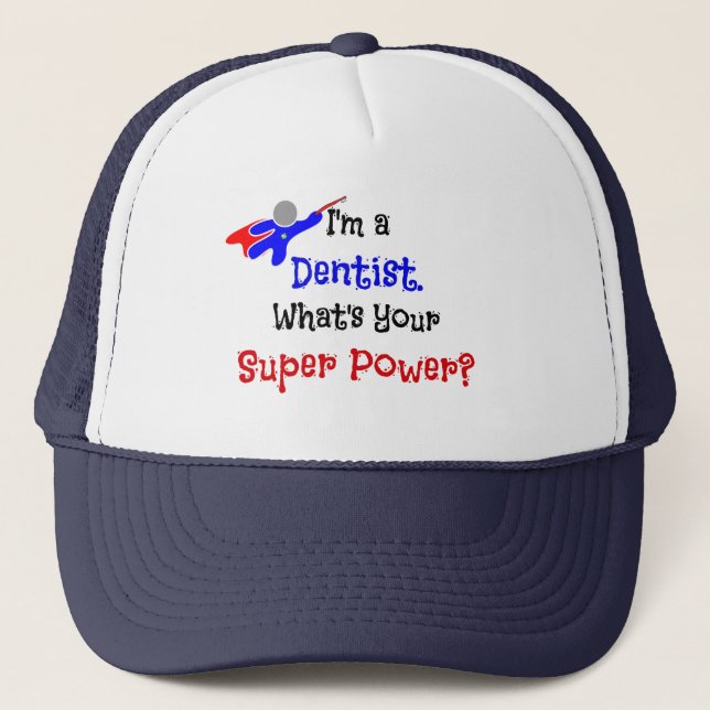 Gorra De Camionero Humor de superhéroe dentista, diseño popular, (Anverso)