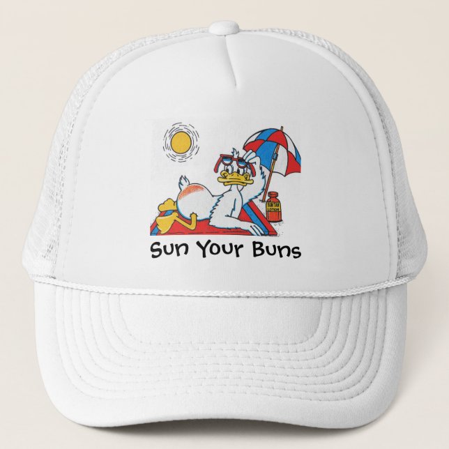 Gorra De Camionero Humor de vacaciones de Sun Your Buns (Anverso)