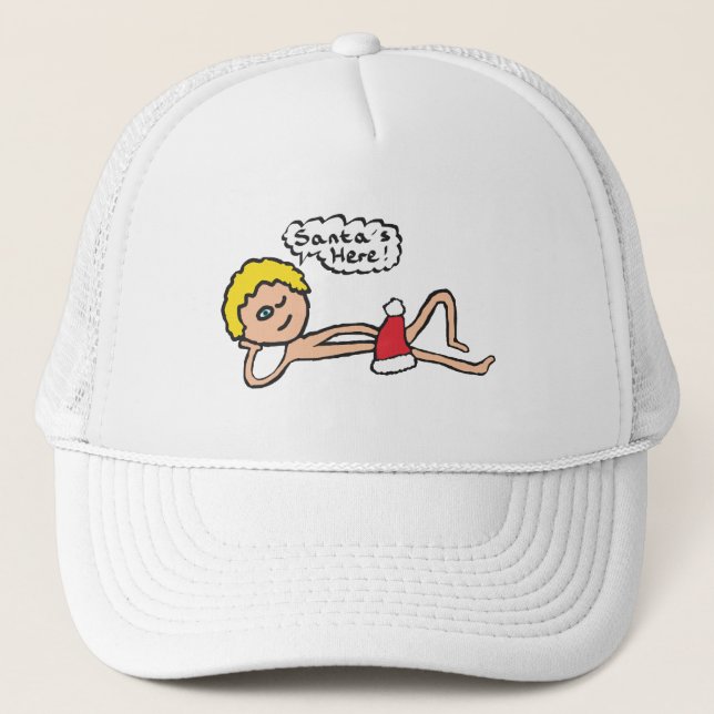 Gorra De Camionero Humor divertido de navidad en Santa's Here (Anverso)