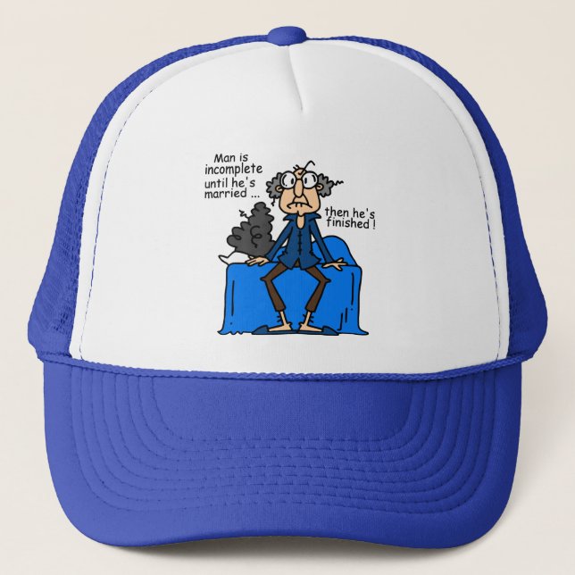 Gorra De Camionero Humor entonces acabado incompleto de la boda (Anverso)