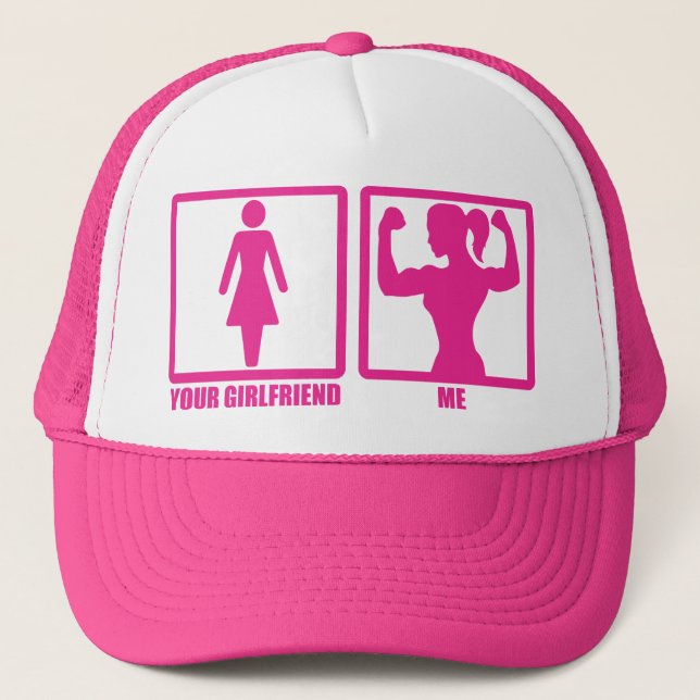 Gorra De Camionero Humor femenino de gimnasia, ¿tu novia se levanta? (Anverso)