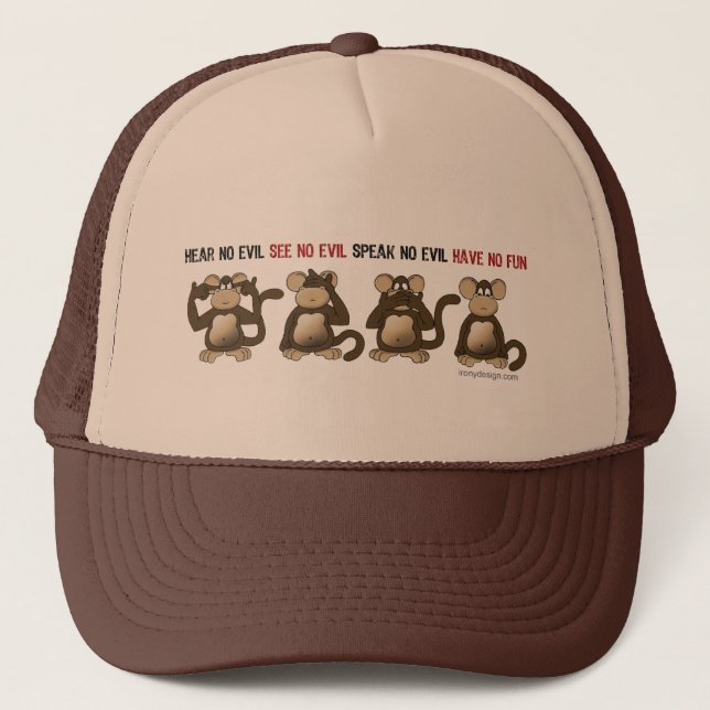 Gorra De Camionero Humor sabio de los monos (Anverso)