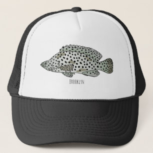 Gorra De Camionero Humpback grouper fish cartoon illustration 