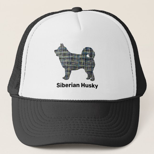 Gorra De Camionero Husky Siberian Cute Dog Silhouette Personalizado (Anverso)