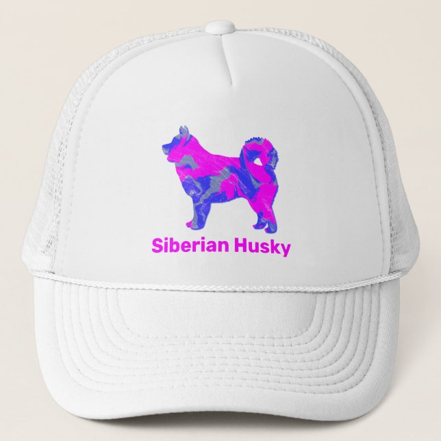 Gorra De Camionero Husky Siberian Dog Cute Personalizado de silueta r (Anverso)