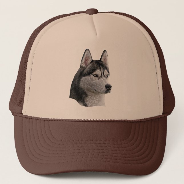 Gorra De Camionero Husky siberiano - imagen estilizada - añada su (Anverso)