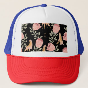 Gorra De Camionero Hyena y Protea: Patrón de cosecha oscura