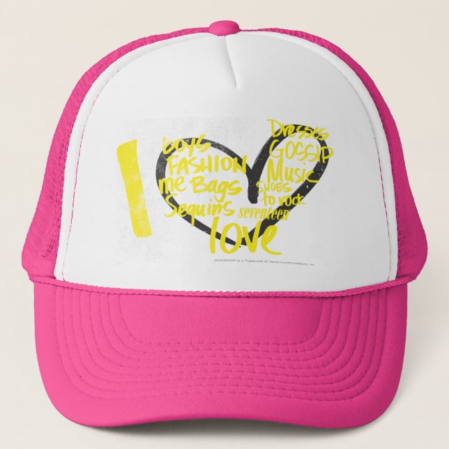 Gorra De Camionero I amarillo de la pintada del corazón (Anverso)