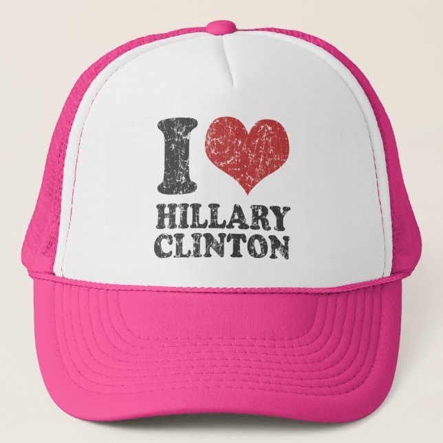 Gorra De Camionero I corazón Hillary Clinton retra (Anverso)