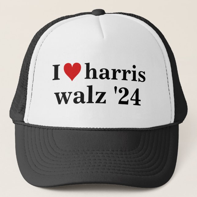 Gorra De Camionero i heart harris walz presidente electoral 2024 (Anverso)