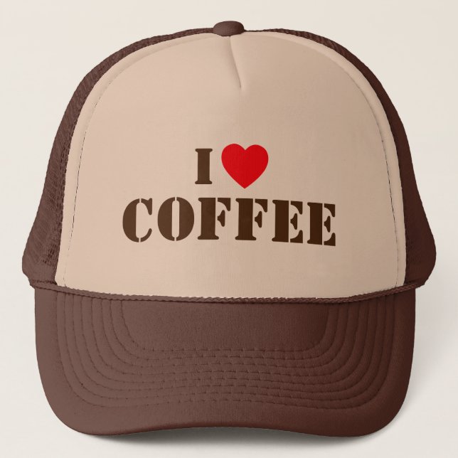 Gorra De Camionero I Love Coffee™ Trucker Hat (Anverso)