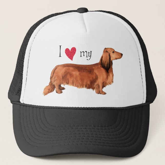 Gorra De Camionero I Love my Longhaired Dachshund (Anverso)