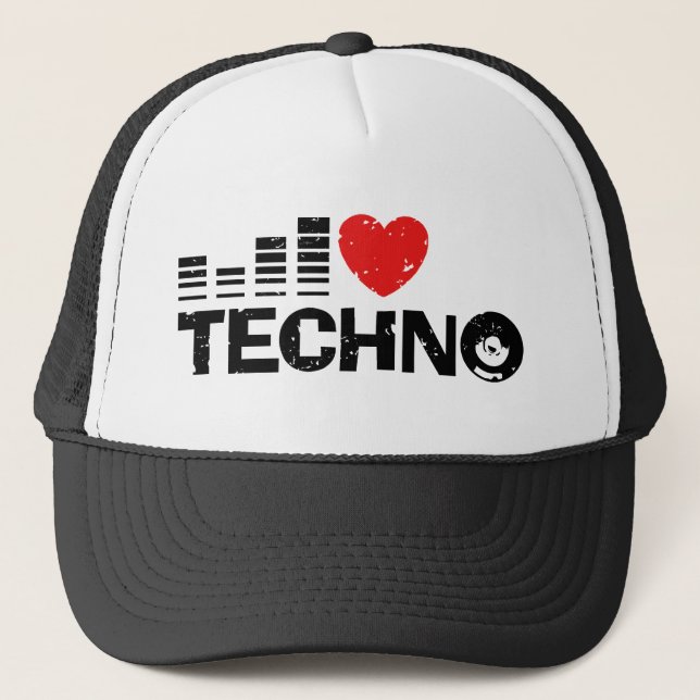 Gorra De Camionero I Love Techno (Anverso)