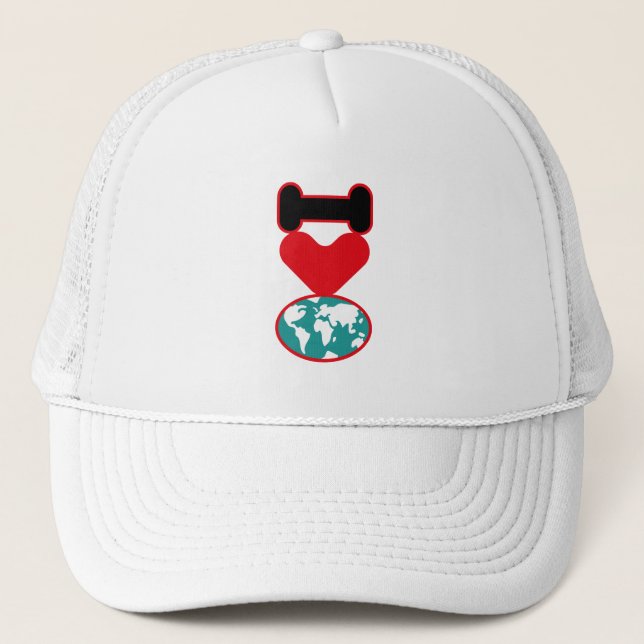 GORRA DE CAMIONERO I LOVE THE WORLD BY MASANSER PIXELAT (Anverso)