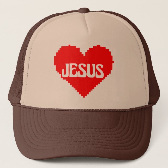 Gorra De Camionero I love you Jesus pixel art (Anverso)