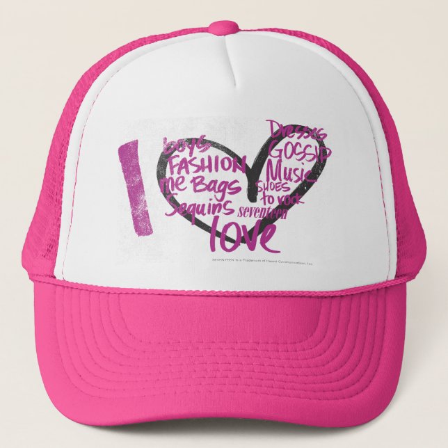 Gorra De Camionero I púrpura de la pintada del corazón (Anverso)