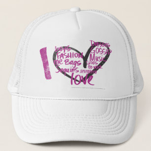 Gorra De Camionero I púrpura de la pintada del corazón