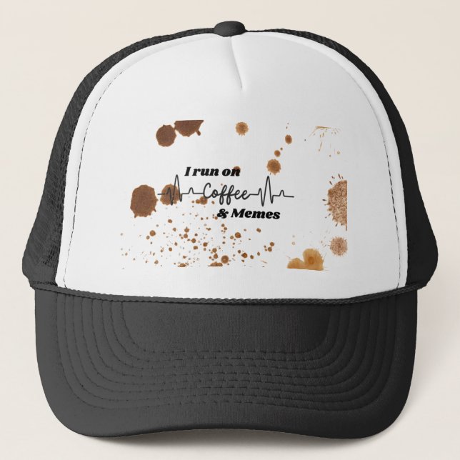 Gorra De Camionero I Run on Coffee and Memes Funny Trucker Hat  (Anverso)