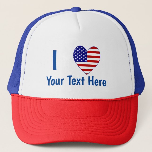 Gorra De Camionero I (USA Flag Heart) Su Texto (Anverso)